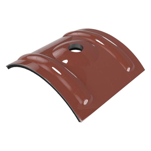 Kalotte Profil 18/1064 aus rotbraunem Aluminium (RAL 8012) mit vorgebohrtem Loch, Hauptansicht
