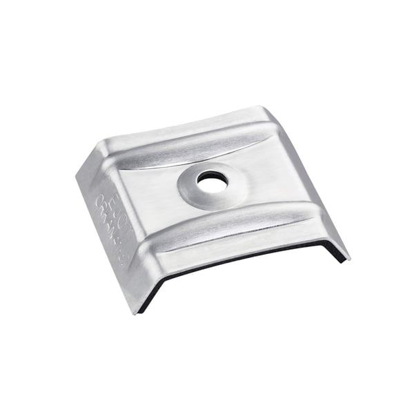 Kalotte Profil 250/49 aus blankem Aluminium mit zentraler Bohrung, Scobalit Logo seitlich