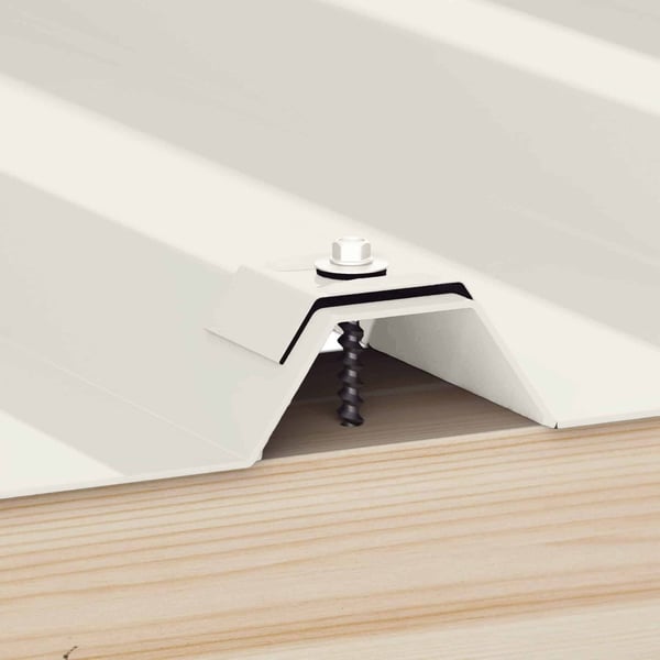 Kalotte Profil 35DR 35M aus Aluminium Grauweiß RAL 9002 auf Trapezblech mit Schraube