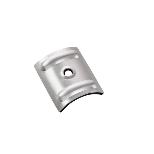 Kalotte Profil 76/18 Welle aus blankem Aluminium mit zentraler Bohrung und schwarzer Dichtung