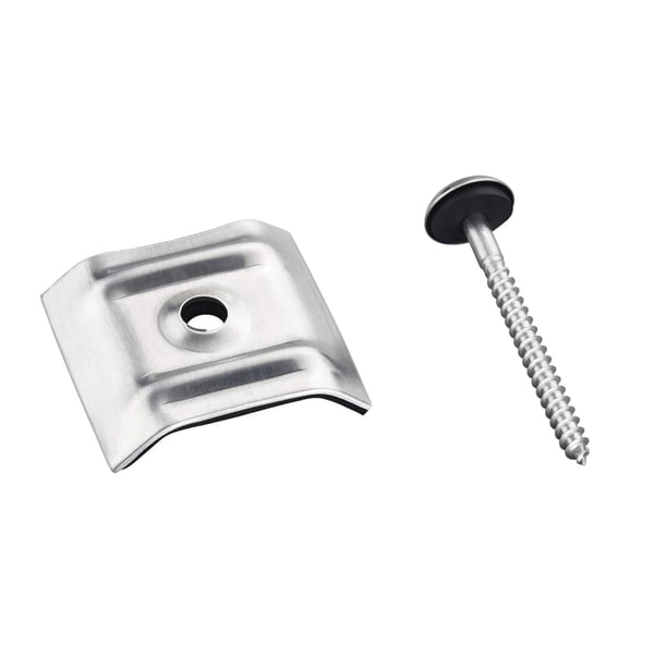 Kalotte und Schraube blank aus Aluminium fuer Profil 70/18 und 76/18, freigestellt auf weissem Hintergrund