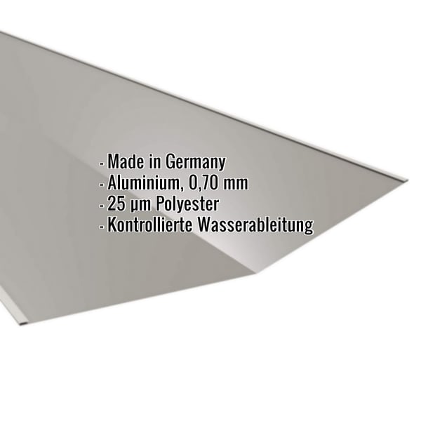 Kehlblech Aluminium 0,70 mm Graualuminium mit eingeblendeten Produktmerkmalen