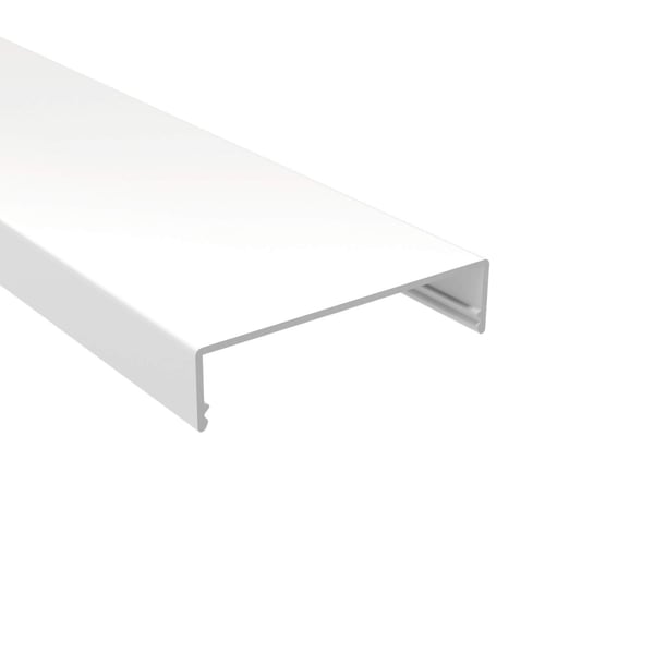 Weißer Klemmdeckel aus Aluminium für DUO Profil, schräg von oben