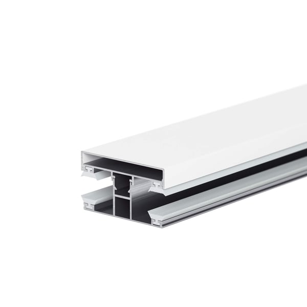 Weißer Klemmdeckel auf Aluminium DUO Profil, Schnittansicht mit Kammern