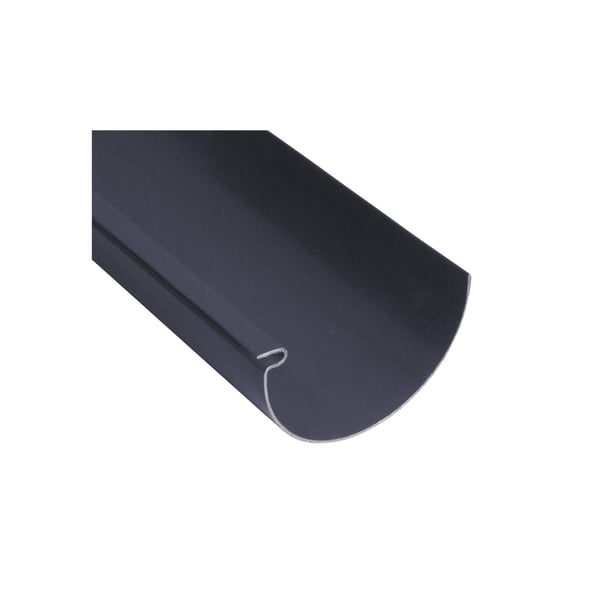 Kunststoff Dachrinne Graphit, PVC, Detailansicht des halbrunden Profils