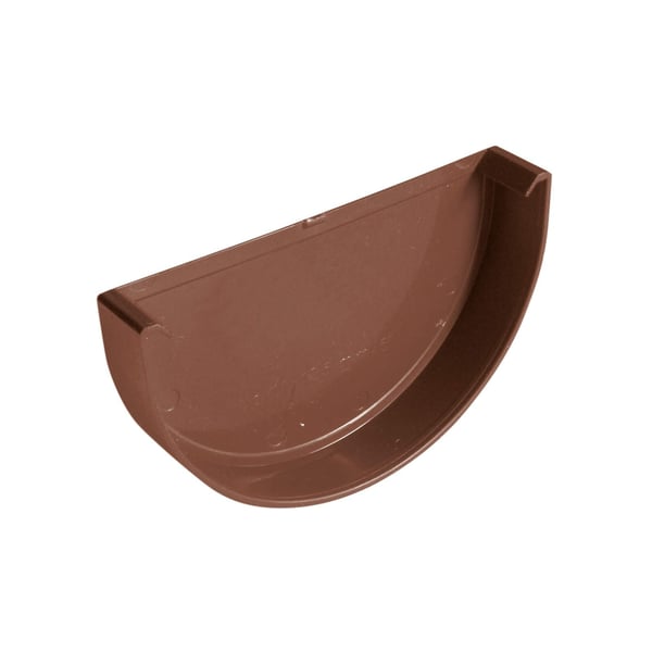 Braunes PVC Dachrinnen Endstück von Plastmo, halbrunde Form