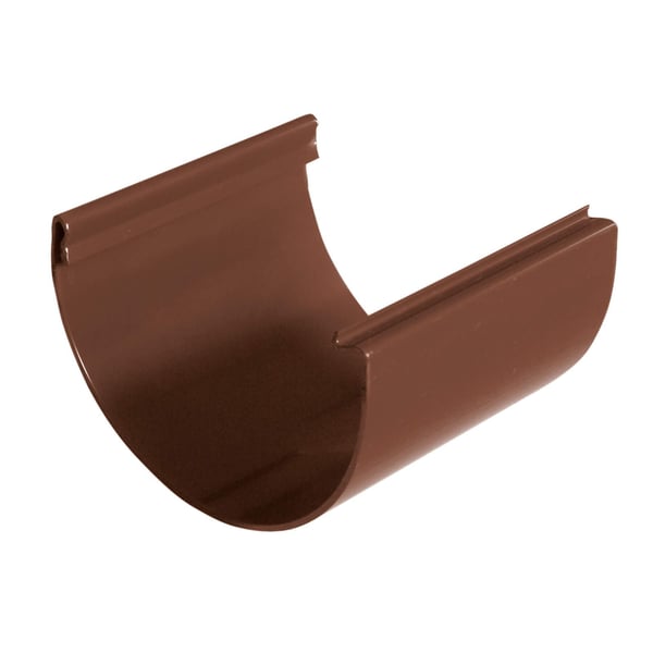 Braunes PVC Dachrinnen Verbindungsstück von Plastmo, halbrunde Form
