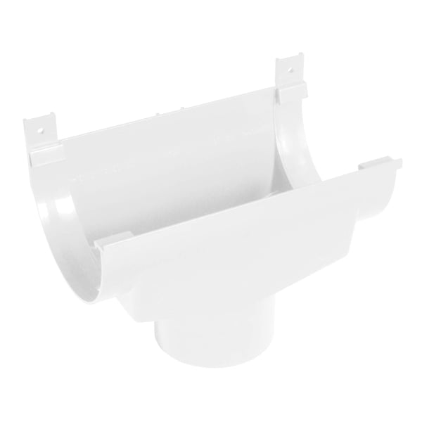 Weißer PVC Dachrinnen Ablaufstutzen von Plastmo, für den Übergang zum Fallrohr