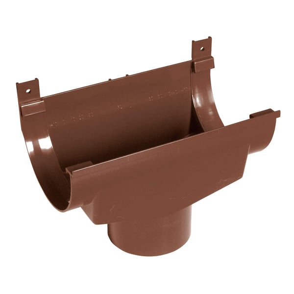 Brauner PVC Dachrinnenablauf mit Anschlussstutzen, Hauptansicht