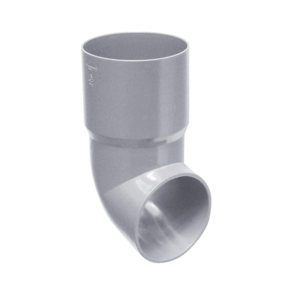 Graues PVC Fallrohr-Doppelbogenstueck von Plastmo