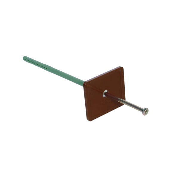 Brauner PVC Dachrinnen-Einhangstutzen mit Schraube von Plastmo