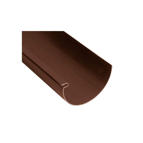 Braunes PVC Dachrinnenstueck von Plastmo, schraeg von oben fotografiert