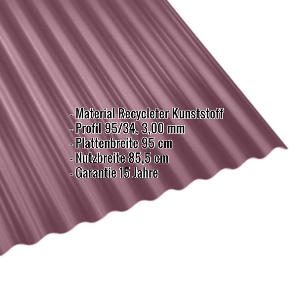 Kunststoff Profilplatte Scobanit EVO rotbraun, 95/34, 3,00 mm, mit eingeblendeten Eckdaten