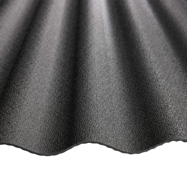 Scobanit light Kunststoff Profilplatte 76/18, 3,00 mm, schwarz, Nahaufnahme der Profilstruktur