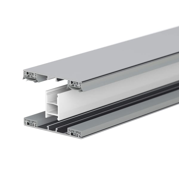 Mendiger Mittelprofil 10 mm Thermo/Classic, blankes Aluminium und weisser Kunststoff, Detailansicht