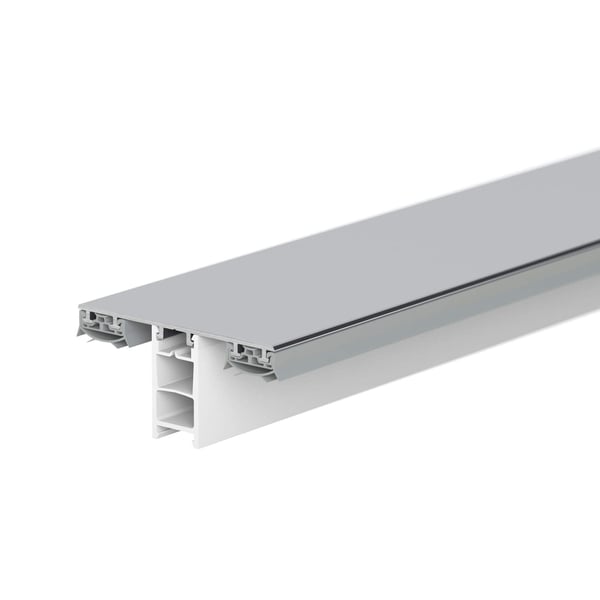 Mendiger Mittelprofil aus blankem Aluminium und Kunststoff, fuer 12-15 mm Plattenstaerke