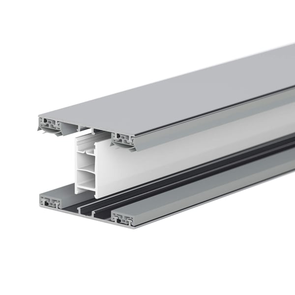 Mendiger Mittelprofil 16 mm Thermo/Classic, blank, schraeg von oben, mit sichtbaren Dichtungen und Kammern