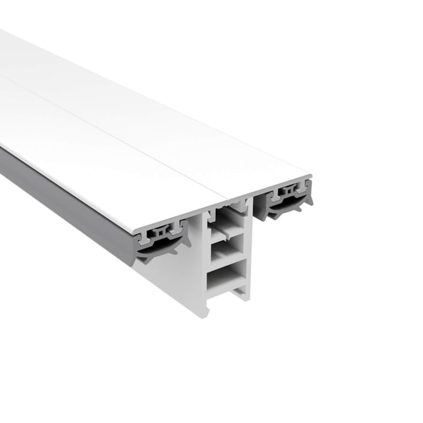 Mendiger Mittelprofil 16 mm, weiß, Aluminium und Kunststoff, Detailansicht der Unterkonstruktion mit Kammern