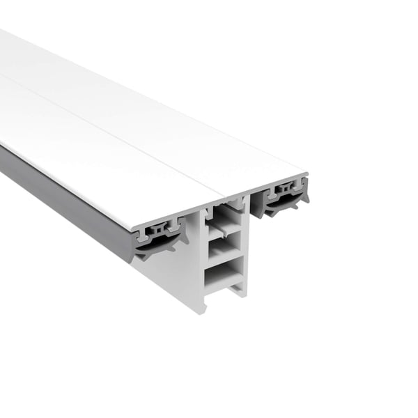 Mendiger Mittelprofil 16 mm, weiss, Aluminium und Kunststoff, Detailansicht der Profilstruktur und Dichtungen