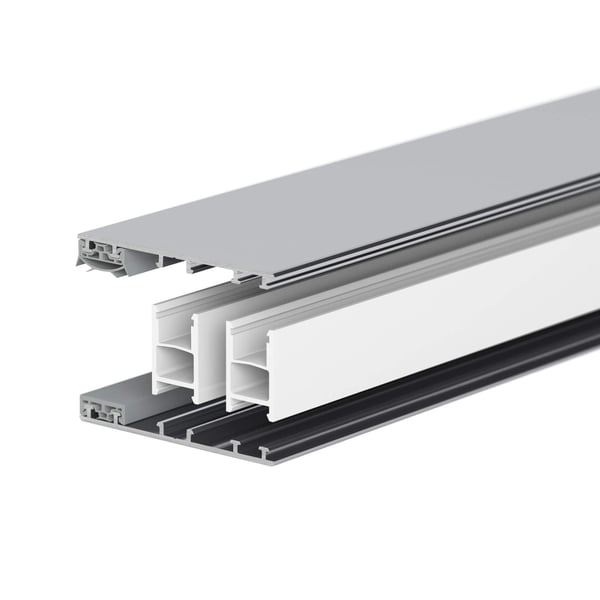 Mendiger Randprofil 10 mm Thermo/Classic, blankes Aluminium und Kunststoff, auseinandergezogene Ansicht
