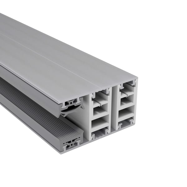 Mendiger Randprofil 16 mm Thermo/Classic, blankes Aluminium und Kunststoff, Schnittansicht mit Kammern