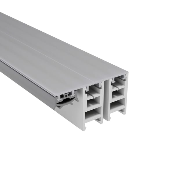 Mendiger Randprofil 16 mm, blankes Aluminium und Kunststoff, Schnittansicht mit Kammerstruktur