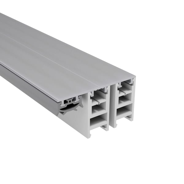 Mendiger Randprofil 16 mm, blankes Aluminium und Kunststoff, Schnittansicht mit Kammerstruktur
