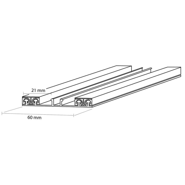 Mendiger Unterprofil, technische Zeichnung mit Massangaben 21 mm und 60 mm