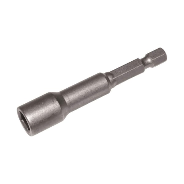 Metallschrauberklinge aus blankem Edelstahl, sechskantiger Schaft und magnetische Nuss