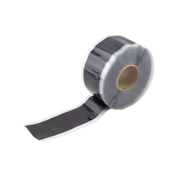 Nahtband EPDM schwarz 0,75 mm Rolle mit abgerolltem Anfang auf weissem Hintergrund