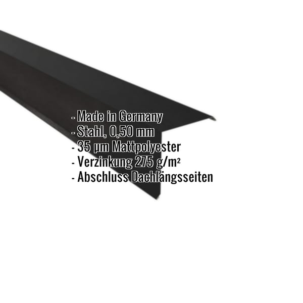 Ortgangwinkel Stahl 0,50 mm Schwarz, mit eingeblendeten Produktdetails