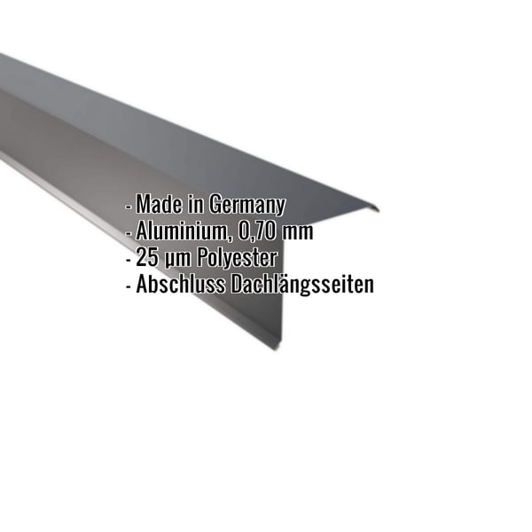 Ortgangwinkel Aluminium Anthrazitgrau, 0,70 mm, mit eingeblendeten Eckdaten