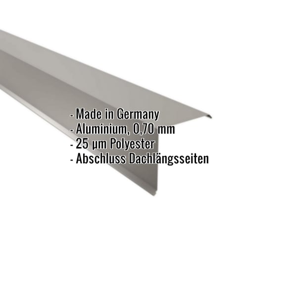 Ortgangwinkel Aluminium 0,70 mm Graualuminium RAL 9007 mit eingeblendeten Produktdetails