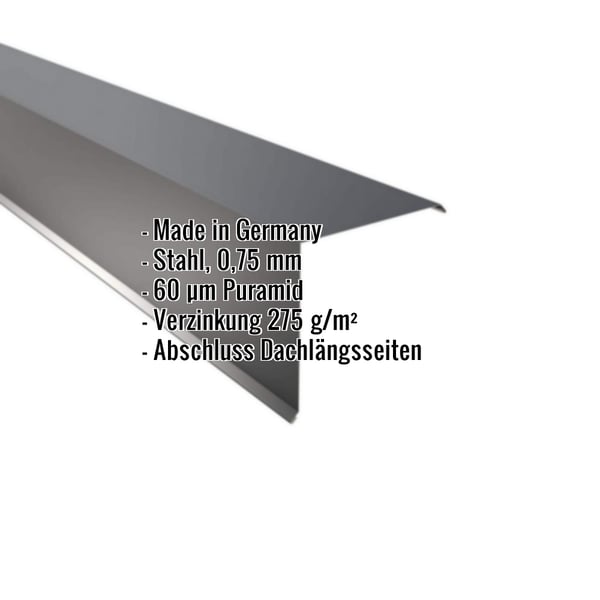 Ortgangwinkel aus Stahl, Anthrazitgrau, 0,75 mm, mit eingeblendeten Eckdaten