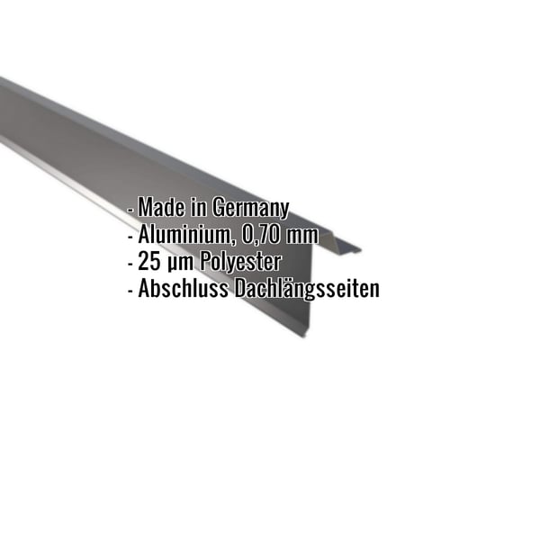 Ortgangwinkel Aluminium Anthrazitgrau, 0,70 mm, mit eingeblendeten Eckdaten