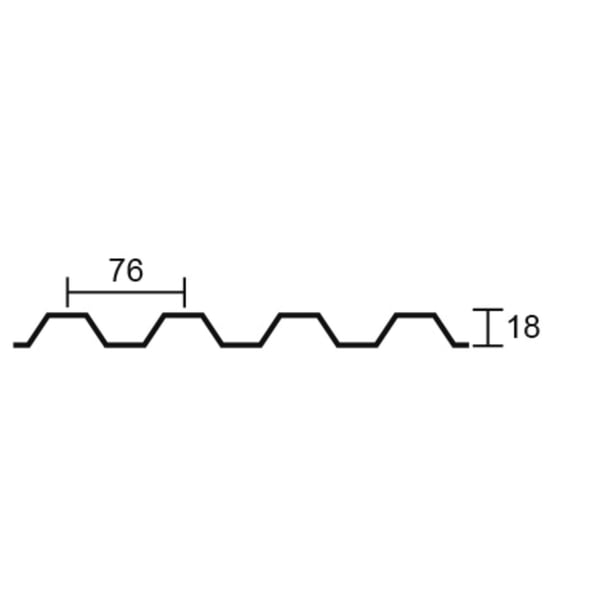Technische Zeichnung der PET Spundwandplatte mit Profil 76/18 mm