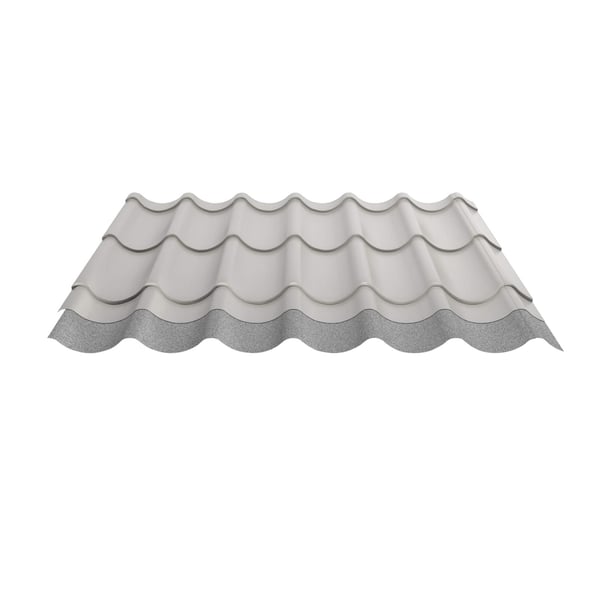 Pfannenblech 2/1060 Grauweiß mit Anti-Tropf Vlies 1000 g/m² auf der Unterseite, Schnittansicht