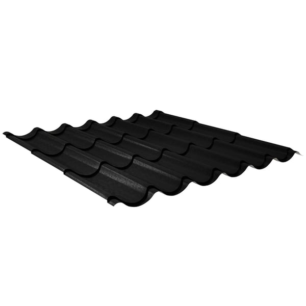 Pfannenblech Tiefschwarz RAL 9005, 0,50 mm Stahl, 80 µm Shimoco Beschichtung, schräg von oben