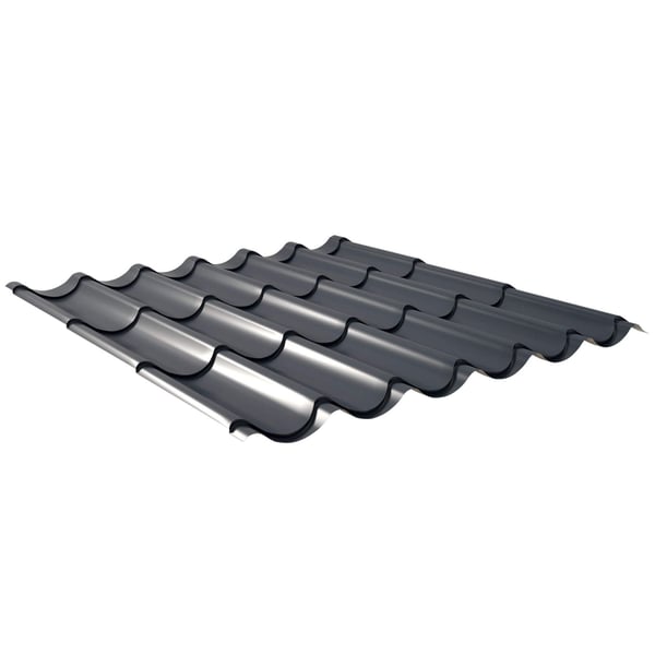 Pfannenblech 2/1060 Anthrazitgrau, 0,50 mm Stahl, 25 µm Polyesterbeschichtung, Hauptansicht