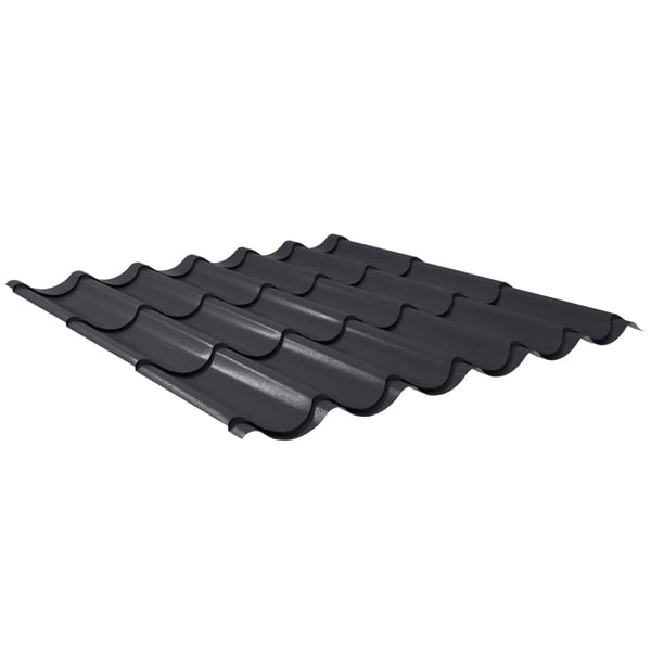 Dunkelgraues Pfannenblech aus Stahl 0,50 mm, 35 µm Mattpolyester beschichtet, Hauptansicht