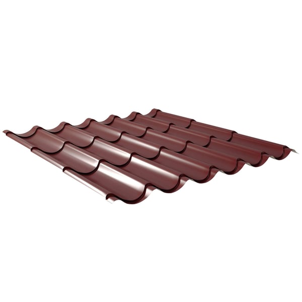 Pfannenblech 2/1060 weinrot (RAL 3005) aus 0,50 mm Stahl, 25 µm Polyester beschichtet, Hauptansicht