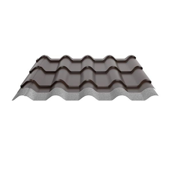 Schnittansicht Pfannenblech EUROPA Sepiabraun mit Anti-Tropf-Vlies 700 g/m²