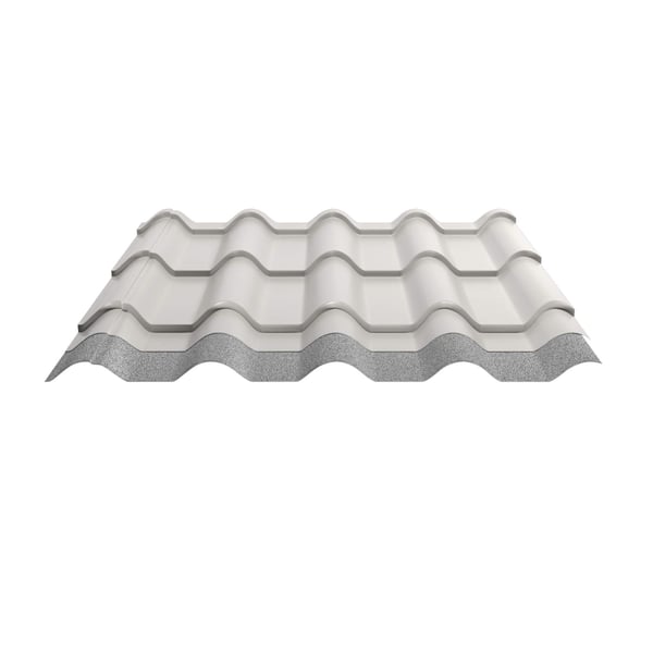 Schnittansicht Pfannenblech EUROPA Reinweiß mit Anti-Tropf-Vlies, 0,50 mm Stahl, 25 µm Polyester