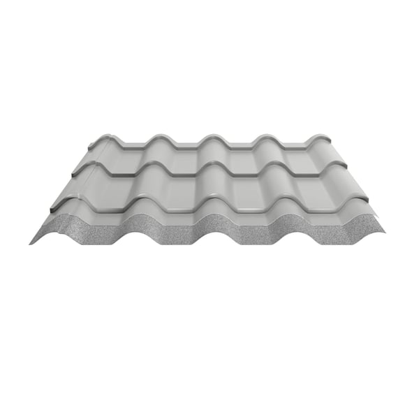Pfannenblech EUROPA in Weißaluminium mit Anti-Tropf-Vlies auf der Unterseite, freigestellt