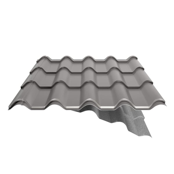 Pfannenblech EUROPA Graualuminium, 0,70 mm, 25 µm Polyester, mit teilweise sichtbarem Anti-Tropf Vlies