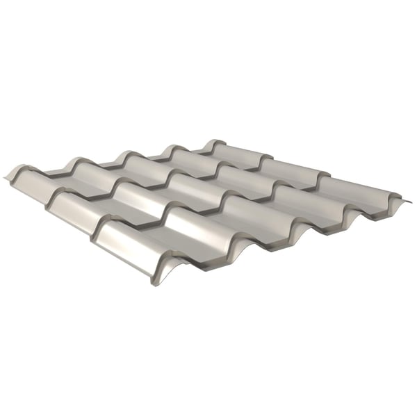 Pfannenblech EUROPA aus Stahl 0,50 mm in Weißaluminium (RAL 9006) mit 25 µm Polyesterbeschichtung, Hauptansicht