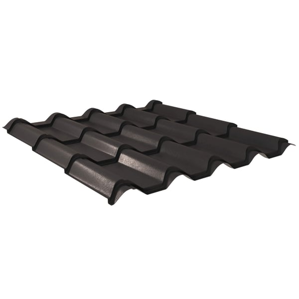 Pfannenblech EUROPA dunkelgrau, 0,50 mm Stahl, 35 µm Mattpolyester-Beschichtung, Hauptansicht