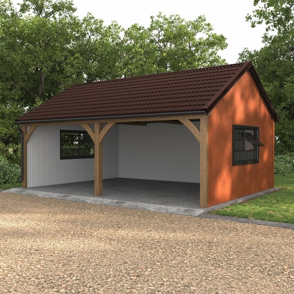 Carport mit Dach aus schokoladenbraunem Pfannenblech Szafir 350/15, 0,50 mm Stahl