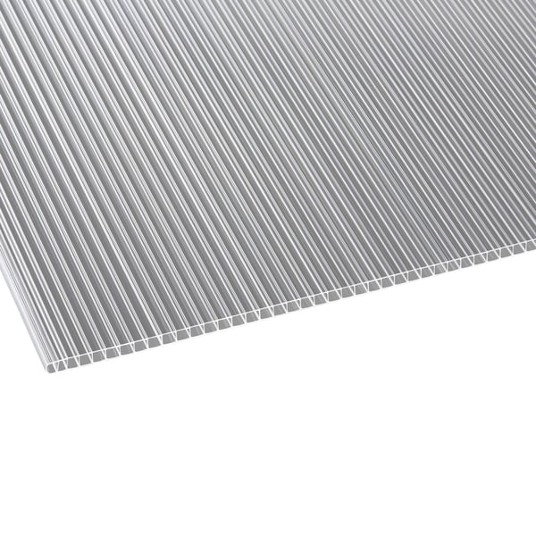 Polycarbonat Doppelstegplatte 10 mm klar, Ansicht von oben auf die Stegstruktur