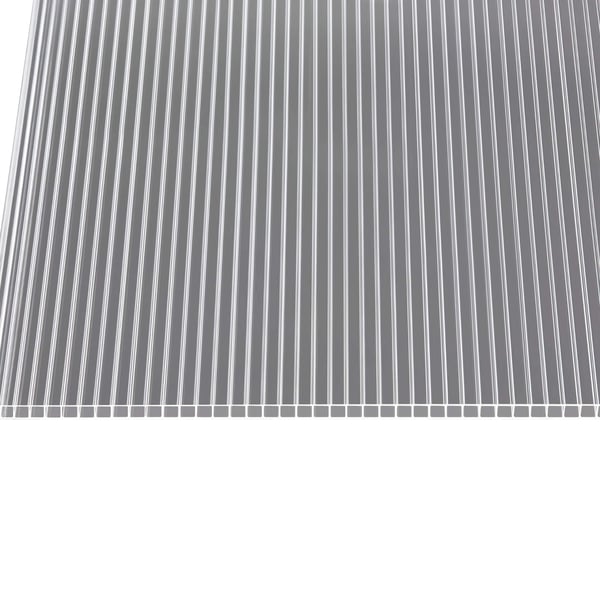 Polycarbonat Doppelstegplatte 10 mm klar, Nahaufnahme der durchsichtigen Stegstruktur